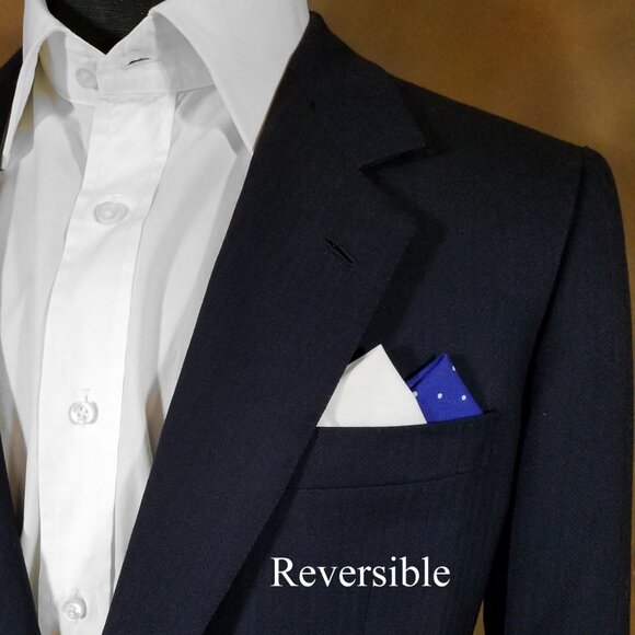 NEW - Contrasting Color 100% Cotton Pre-Folded Pocket Square Handkerchief Insert - Picture 7 of 8
